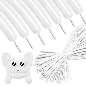 White 260Q Long Balloons 100 Pack White Modeling Long Magic Balloons Thickening Latex Twisting Diy Animal Balloon For Birthday W