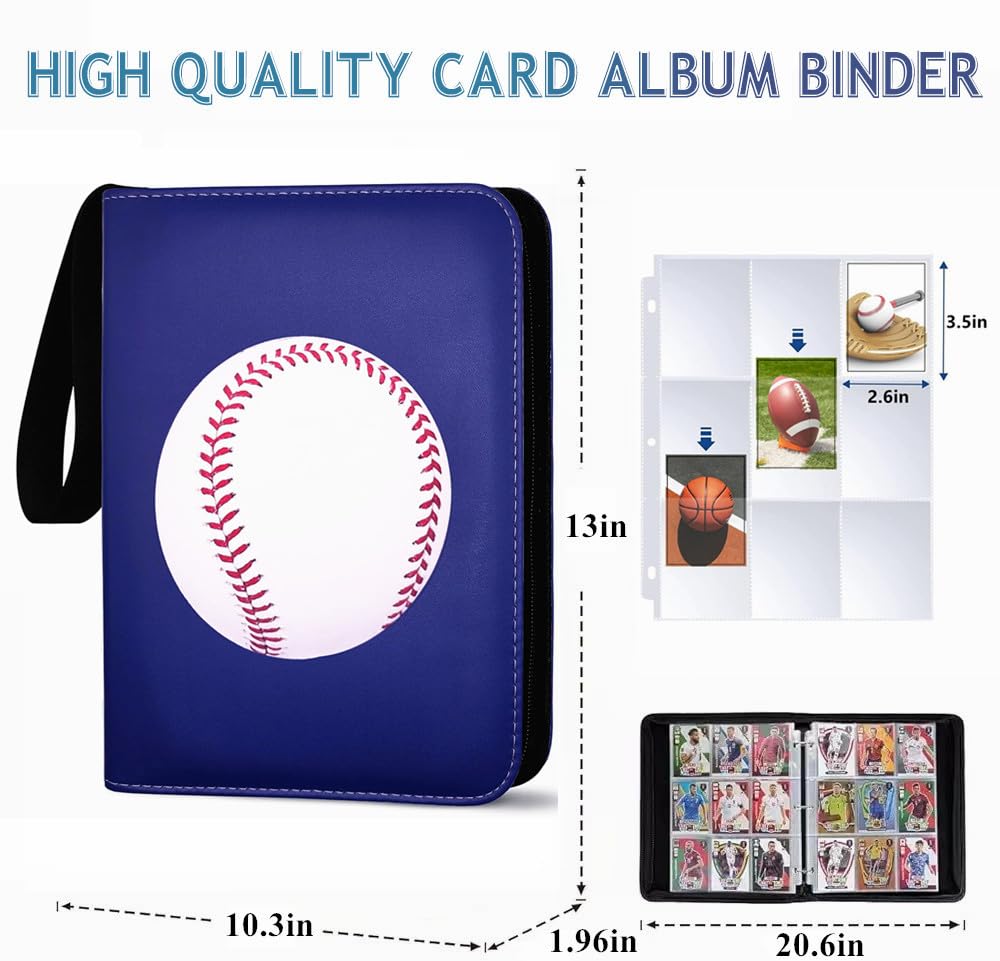 900 Pockets Trading Card Binder, Baseball Card Binder Album, Top Loading Pockets Card Collector Album, Pu Leather Card Collector