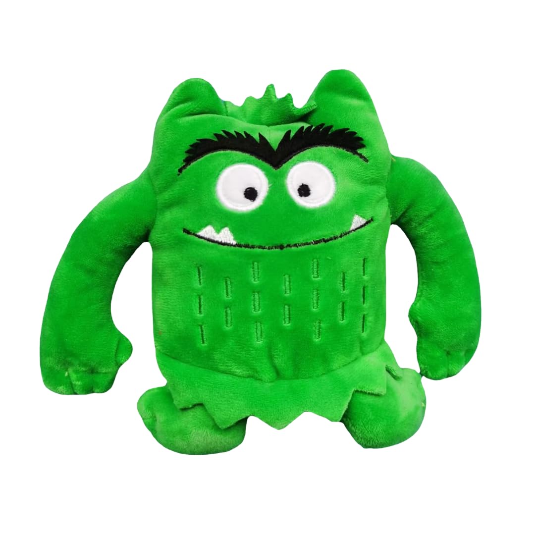 Techmax Solution Green Calm Monster Plush Toy  Soft Sensory Stuffed Animal For Mindfulness And Peace Recognition