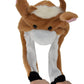 Joyhy Kids Adults Plush Hat Ear Moving Ear Flap Hat With Paw Brown Bull