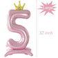 Tellpet Crown Pink Number 5 Balloon With Base For Girls 5Th Birthday Party Decoration