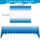 Irenare 3 Pcs Ocean Waves Theme Tablecloth Ocean 87 x 108 Inch Blue Rectangle Water Print Plastic Table Cover Sea Beach Mermaid