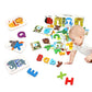 Vankcp 26Pcs Wooden Letters Card Numbers Alphabets Abc Flash Cards Set Montessori Animal Color Cognition Matching Puzzle Game