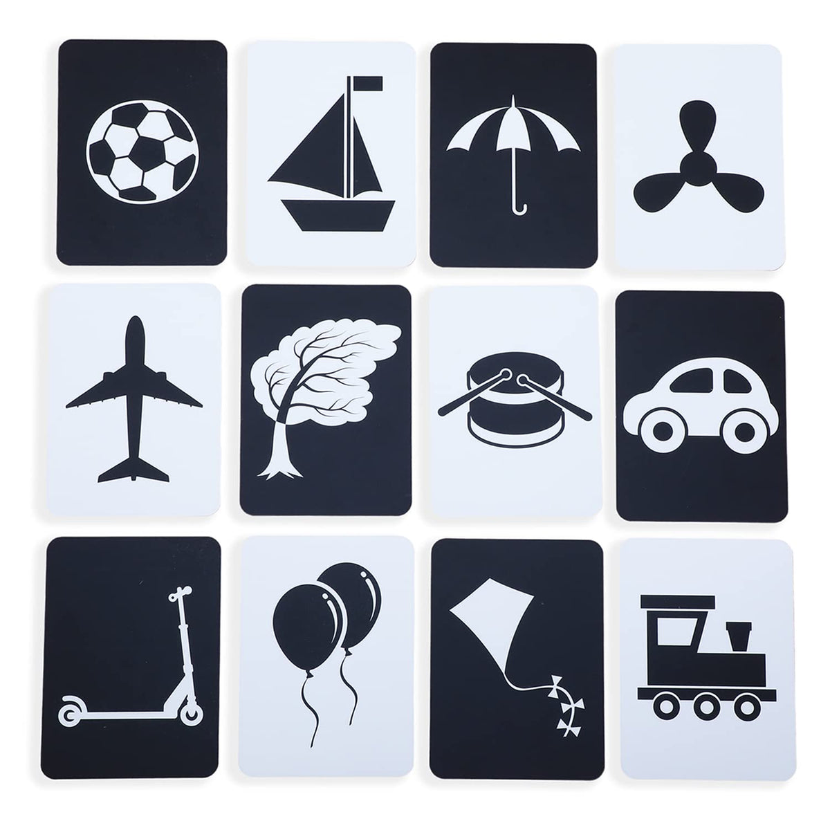Babymoo High Contrast New Born AntiGlare Cards | 24 Objects For Visual Stimulation, Cognitive & Sensory Development Of 012 Mon