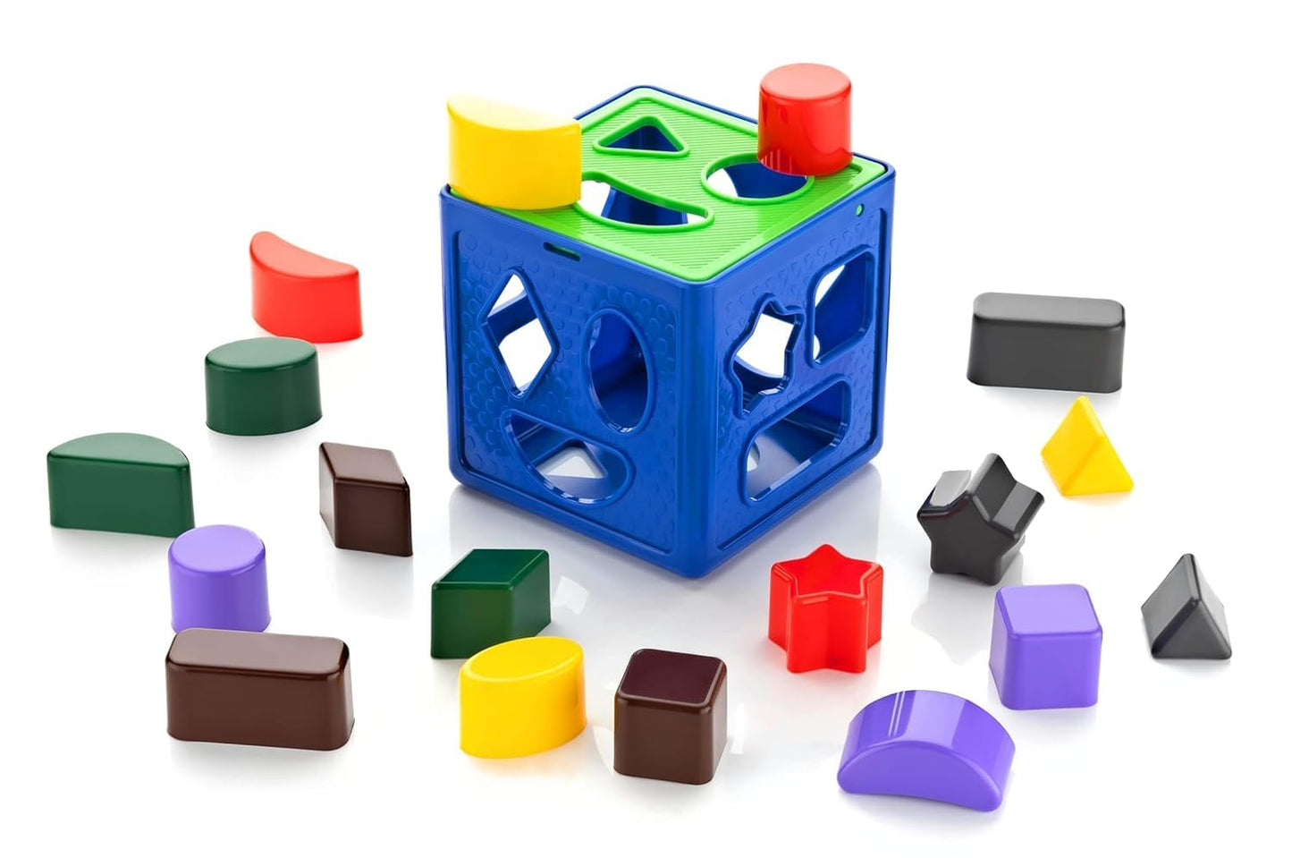 Shape Sorting Cube Educational Toy, 18 Colourful Blocks, Learning Activity Set For Kids