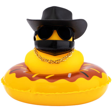 Wonuu Car Duck Rubber Duck Car Ornaments Duck Car Dashboard Decorations With Cute Headband Swim Ring Necklace Sunglasses, A-Cowb