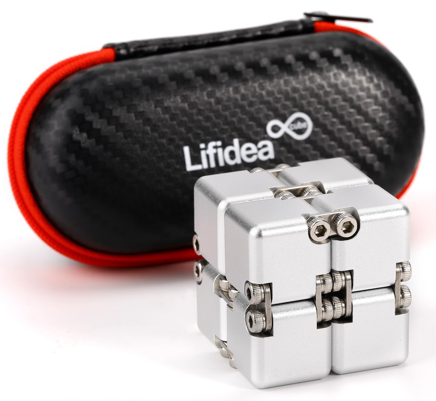 Lifidea New Version Aluminum Alloy Metal Infinity Cube Fidget Cube Handheld Fidget Toy Desk Toy With Cool Case Infinity Magic Cube Relieve Stress Anxiety Add Adhd Ocd For Kids And Adults (Silver)