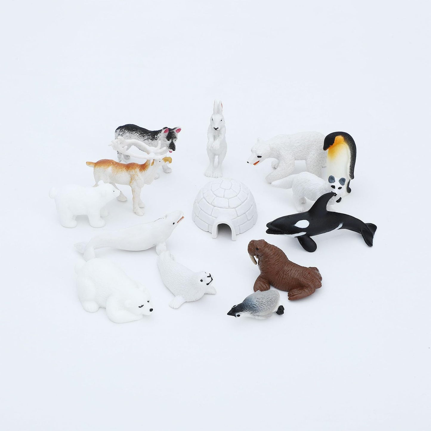 Onest 15 Pieces Mini Arctic Animals Figurines Set Polar Animal Toys Plastic Arctic Tundra Deer Toy Animal Small White Bear Arctic Fox For Kids Birthday Gift