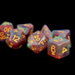 Metallic Dice Games Lic611 16 Mm Pearl Swirl Polyhedral Dice Set, Red & Gold - Set Of 7