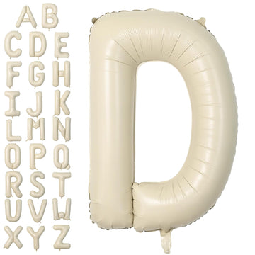 Letter Balloons Beige,40 Inch Letter D Balloons,A-Z Alphabet Name Foil Balloons,Big Single Cream Aluminum D Word Balloons Helium