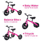 YGJT 3 in 1 Tricycle for Toddlers Age 2-5 Years Old, Folding Kids Balance Bike with Adjustable Seat and Removable Pedal, Toddler