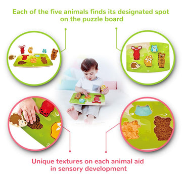 Hape Forest Animal Tactile Puzzle Game, Multicolor