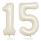 Biapian 40 Inch Cream Number 15 Balloon, 15Th Birthday Balloons, Big Digital 15 Or 51 Beige White Giant 15 Foil Balloon Helium F