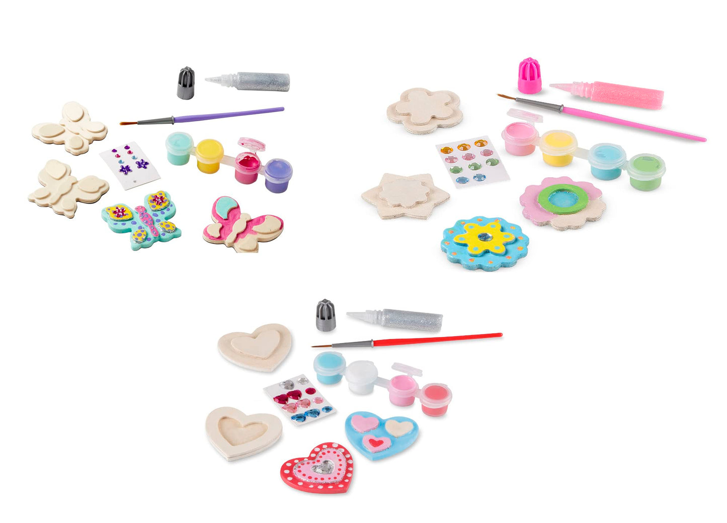 Melissa & Doug Created By Me! Paint & Decorate Your Own Wooden Magnets Craft Kit - Butterflies, Hearts, Flowers - Kids Craft Kit