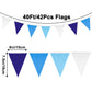 GCQQ Royal Blue Pennant Banner Flags, 42 Pcs Cotton Triangle Garland, 6"x7.5" for Baby Shower, Nautical Pirate, Festival Decoration