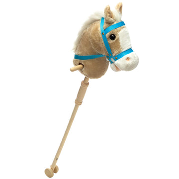 Hollyhome Outdoor Stick Horse With Wood Wheels Real Pony Neighing And Galloping Sounds Plush Toy Black 36 Inches(Aa Batteries Required)