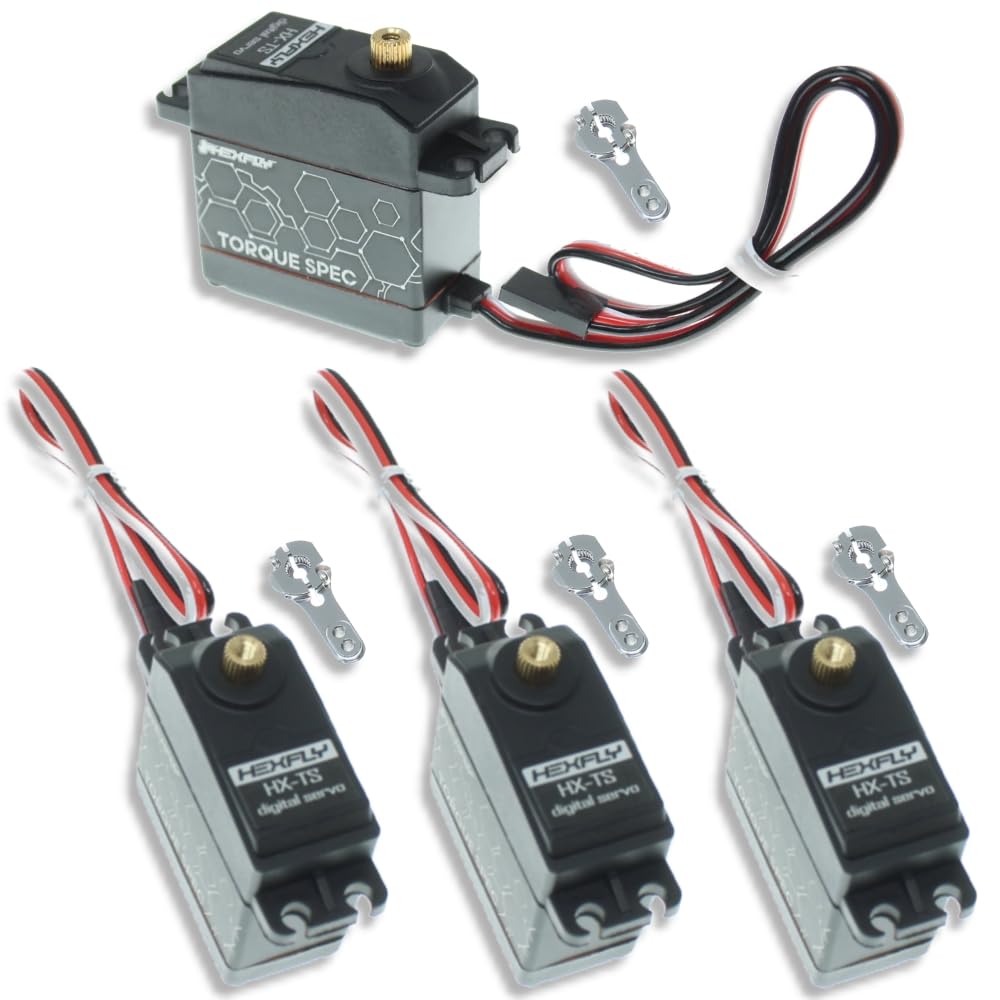 Hexfly by Redcat Torque Spec Servo 4-Pack (Includes Metal Servo Horns) 25KG @ 5V, 35KG @ 7.4V, 42KG @ 8.4V