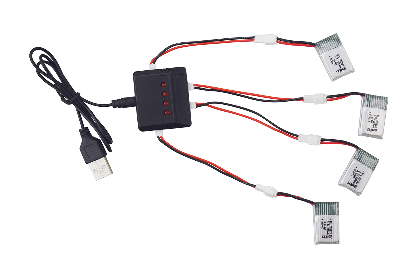 4PCS 3.7V 220mAh Lithium Battery + 4 in 1 Balance Charger for E010 E010C E011 E011C E013 GoolRC T36 NINHUI NH010 F36 H36 HS210 S