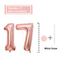 DTDO 17" Rose Gold Number Balloon - 40 Inch Big Foil Mylar for 17th Birthday Party Decorations and Events Supplies