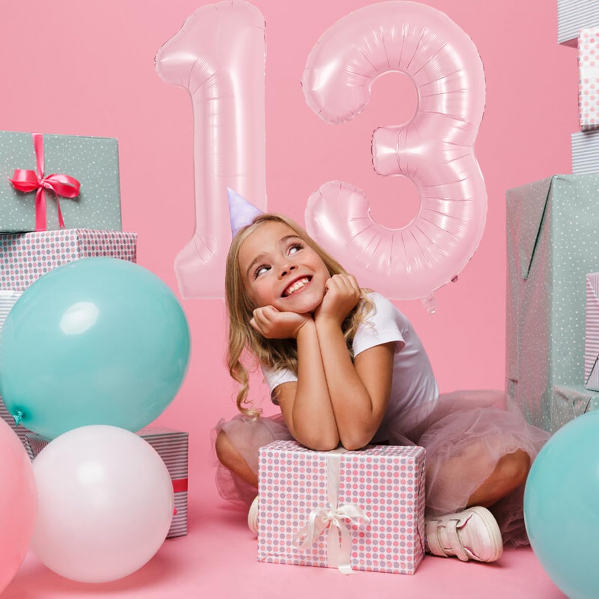 TONIFUL 40 Inch Baby Pink Number 3 Balloon - Aluminum Birthday Party Supplies