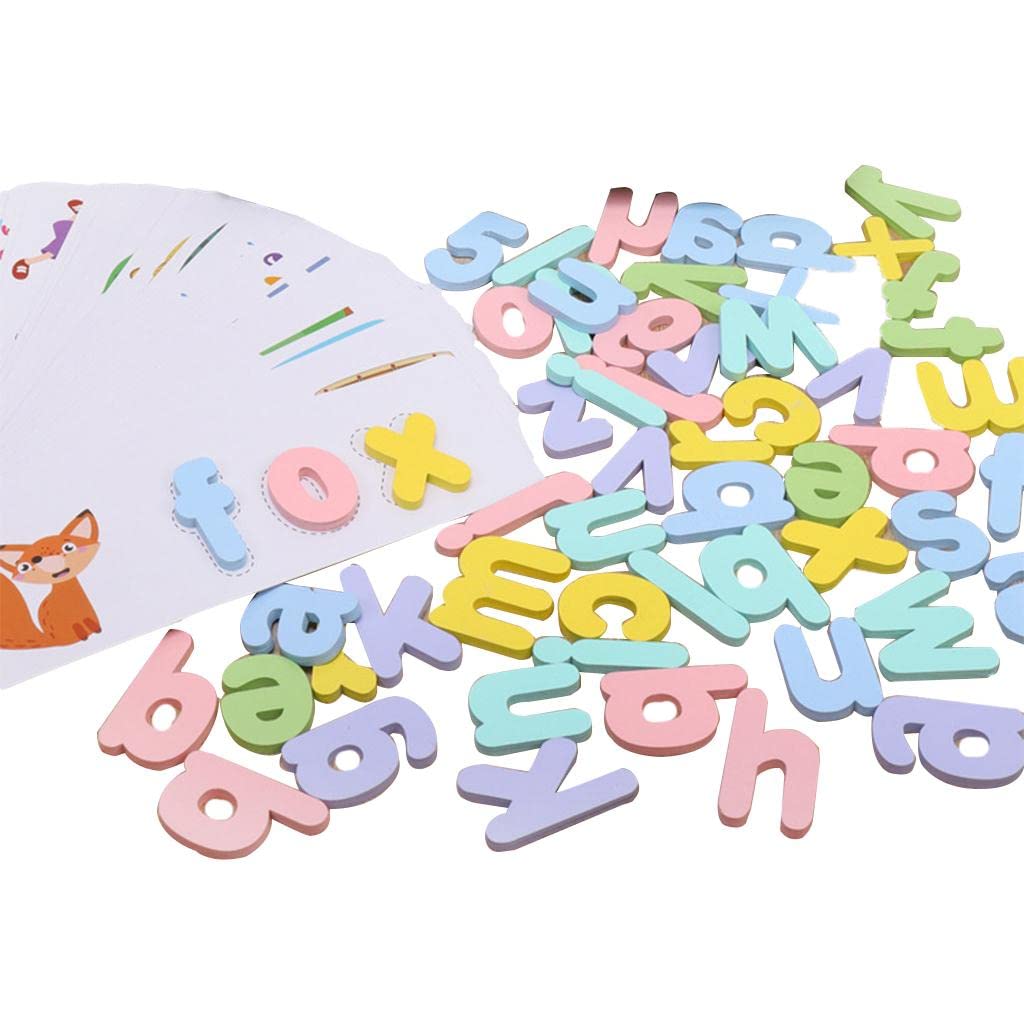 ATORSE Colorful Wooden ABC Alphabet Puzzle Cards Teaching Aids Party Sensory Toys
