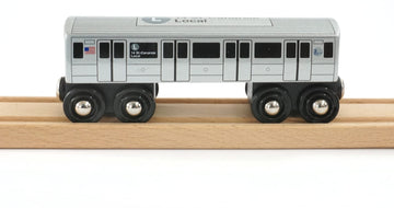 Muni Pals Munipals New York City Subway Wooden Railway (B Division) F Train/6 Avenue Local-Culver Express–Child Safe And Tested Wood Toy Train