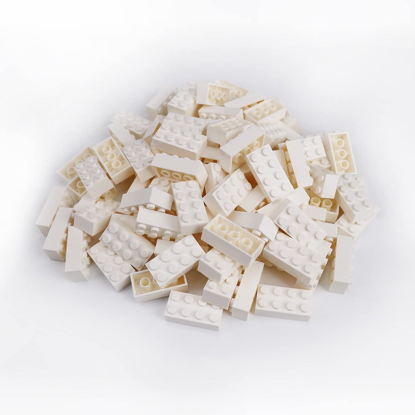 Classic Building Bricks 100 Pieces 2X4 White, Classic Brick Block Parts And Pieces 3001, Compatible With Lego, Age 6+ Creative B