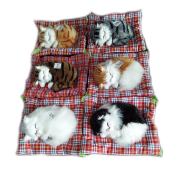 Simulation Lovely Cat Make Sounds Doll Cute Sleeping Plush Cats On Mat Stuffed Decorations Great Gift