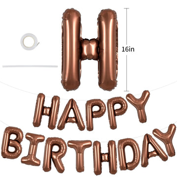 Toniful Chocolate Happy Birthday Balloons Banner 16 Inch Mylar Foil Letters Birthday Sign Bunting Reusable For Girls Boys Kids &