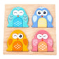 Cots And Cuddles Wooden Owl Faces Mix & Match Puzzle Toy For Kids | Fun Educational Matching Game | Fine Motor & Cognitive Skill