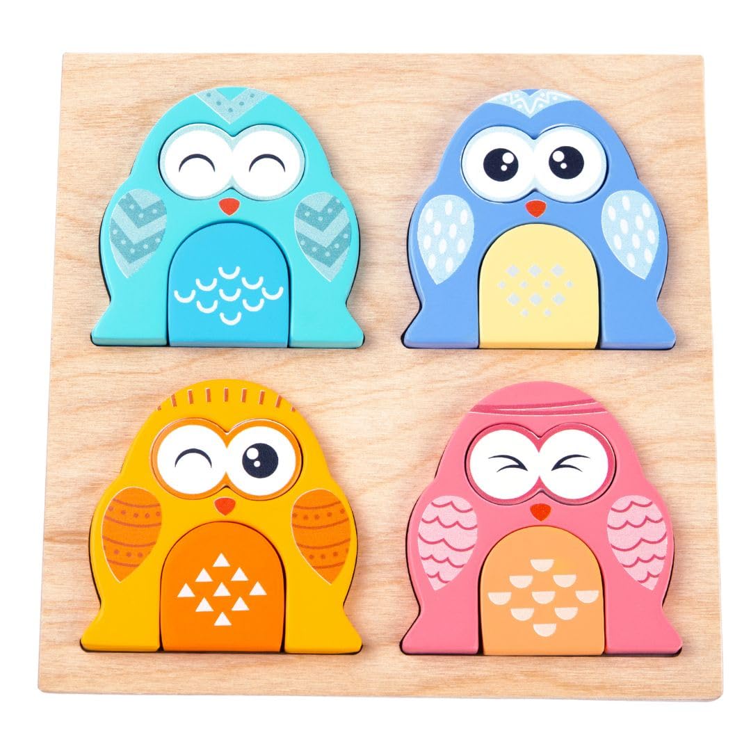 Cots And Cuddles Wooden Owl Faces Mix & Match Puzzle Toy For Kids | Fun Educational Matching Game | Fine Motor & Cognitive Skill