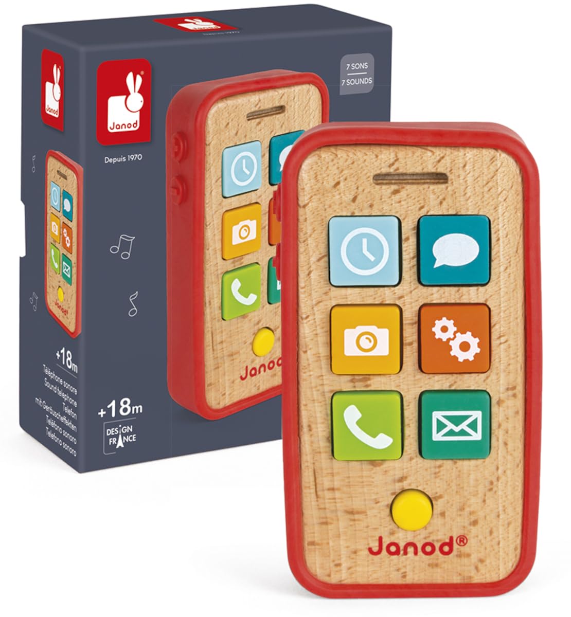 Janod Pretend Play Sound Telephone - Ages 18 Months+ - J05334