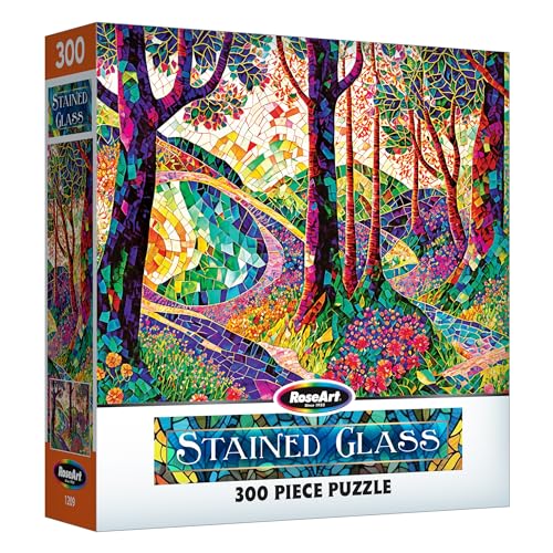 RoseArt - Stained Glass - The Long and Winding Road - 300 mature-themed Piece Jigsaw Puzzle for mature-themeds