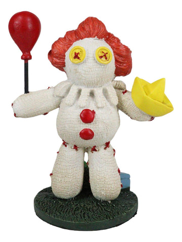 Ebros Day Of The Dead Pinheadz Monster With Voodoo Stitches Figurine Halloween Collectible Fantasy Mythical Beings Undead Apocalypse Horror (Pennywise Clown It With Red Balloon And Ship)