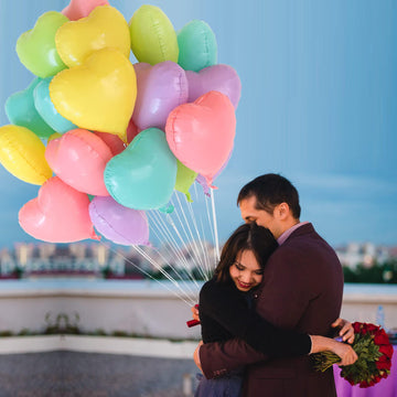 30 Pcs Pastel Colorful Heart Balloons 18In Rainbow Heart Shaped 18 Inch Balloons Helium Mylar Balloons Foil Balloon Baby Shower