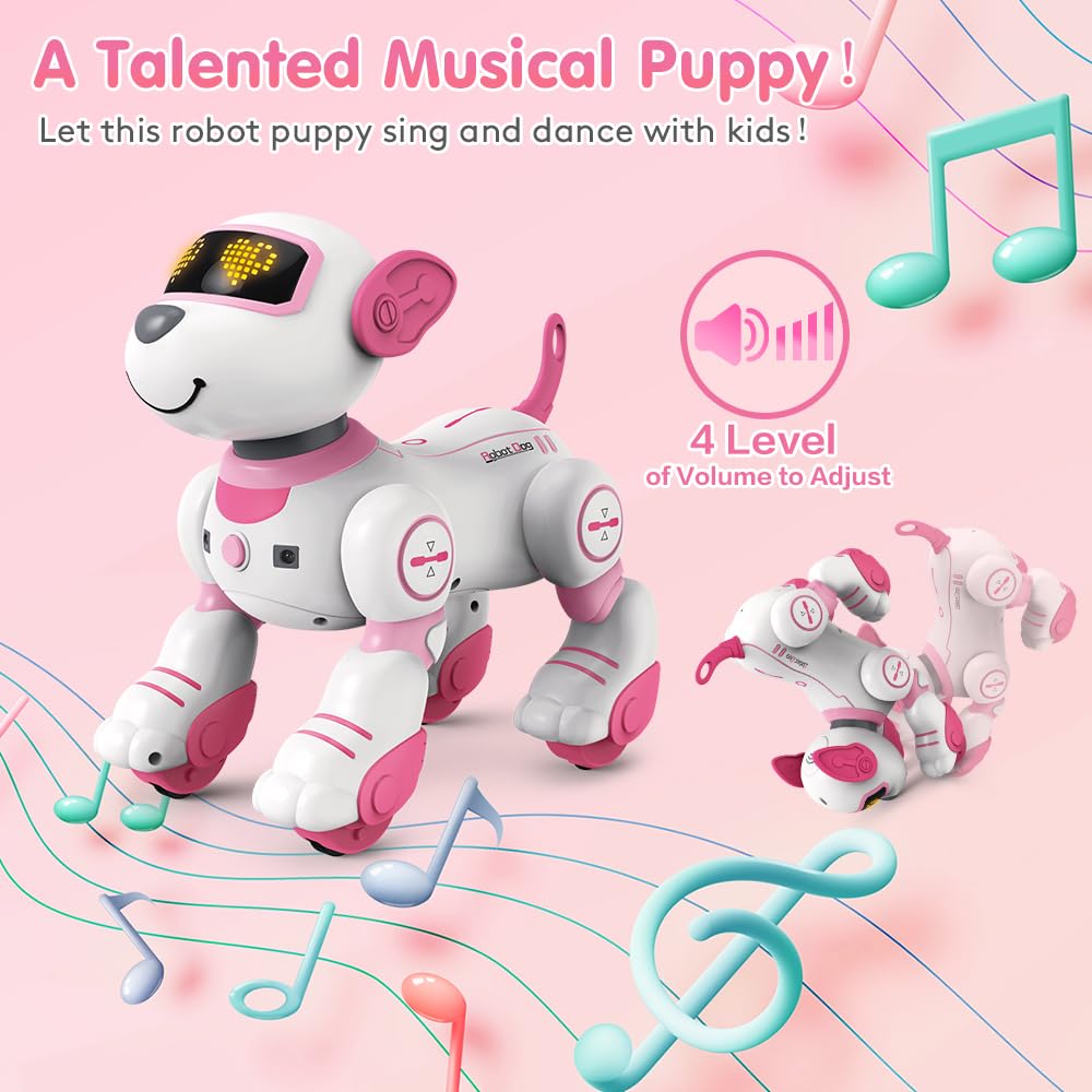 Vatos Remote Control Robot Dog Toy For Kids - Interactive Touch & Follow 17 Functions Robot Dog Pet, Programmable Smart Walking Puppy Intelligent Dancing Rc Robot Toys For Girls 3-12 Birthday Gifts