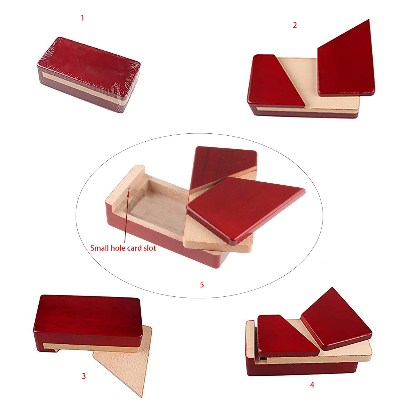 Ahyuan Wooden Gift Card Money Holder Puzzle Box - Handmade 3D Brain Teaser in Natural Color