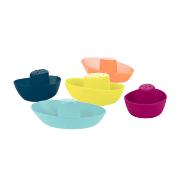 Boon Fleet Toy Boat Baby Bath Toys - Stacking Boat Toy Set For Bath Time Fun - Toddler And Baby Stacking Bathtub Toys With Drain Holes - 5 Count - Ages 10 Months And Up