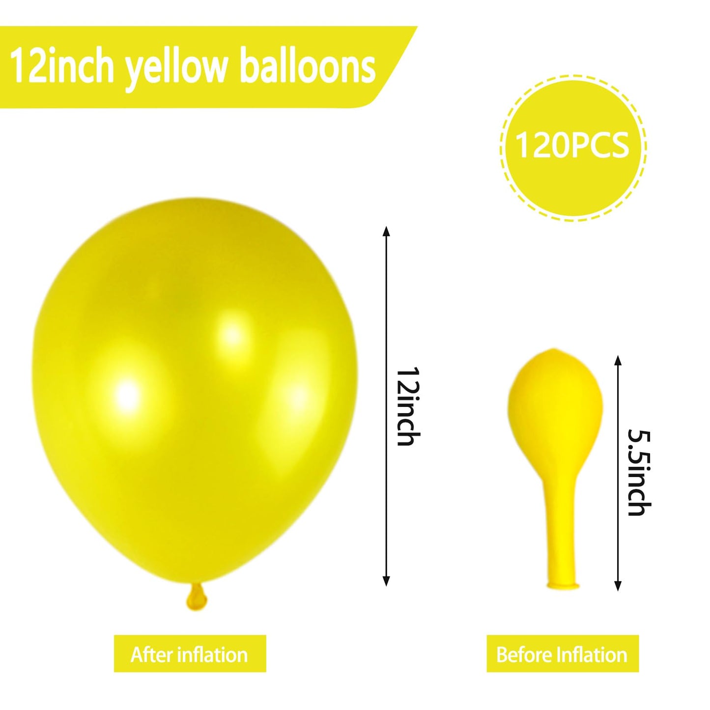 120 Pack Pearl Yellow Balloons, Bright 12 Inch Royal Yellow Latex Party Balloons For Birthday Wedding Baby Shower Halloween.