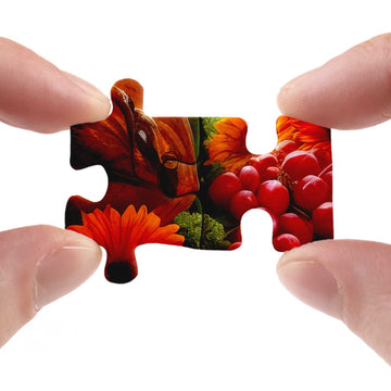 Thanksgiving Fall Puzzle For Adults 1000 Pieces, Holiday Food Turkey Jigsaw Puzzle Autumn, Flower Pumpkin Fruit Puzzle