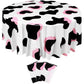 Oudain 3 Pcs Pink Cowgirl Cow Themed Table Cover Plastic Round Cow Themed Tablecloth 84 Inch Farm Animal Tablecloth Disposable B