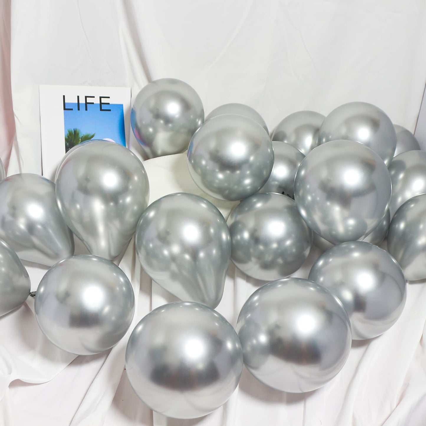 Metallic Silver Balloons 5 Inch 100 Pack, Jogams Silver Chrome Balloons For Birthday Party Wedding Baby Shower Festival Annivers