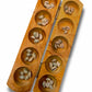 Paljji Handicrafts Vamana Guntalu/Pallanghuzi/Mancala Wooden Board Game With Sea Shells, Storage Bag (10 - Pit Board)