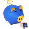 Laebuild Piggy Bank For Kids - Cute Piggy Bank For Boys And Girls - Unbreakable Plastic Money Bank - Pig Shape Coin Bank - Children'S Toy Safe Fluorescent Gift Savings Jar - Dark Blue