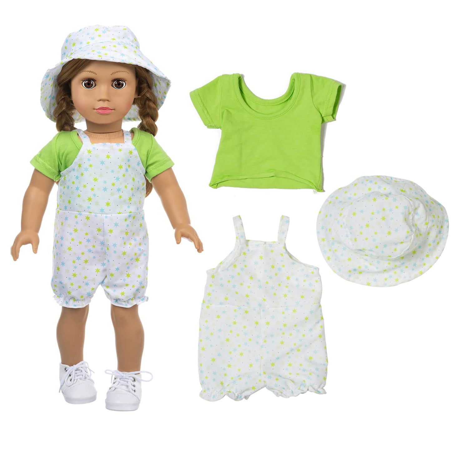 Xfeyue American 18 Inch Doll Clothes And Accessories 5 Sets Doll Clothes Dress Outfits + 2 Random Style Shoes For 18 Inch Doll Clothes