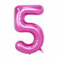 40Inch Pink Number 5 Crown Balloons Set, 5Th Birthday Balloons For Women And Girls, Wedding Anniversar Celebration Decorative Ba