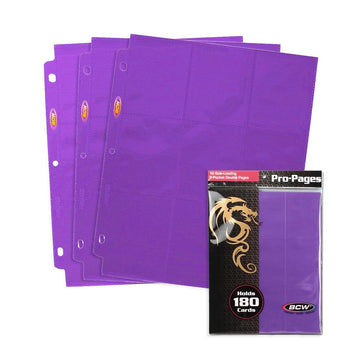 Bcw Double-Sided 9-Pocket Pages Holder | Trading Card Binder Sheets | Secure Side Loading - Accommodates 18 Cards - 9 Each Side