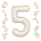 40 Inch Cream Number 5 Balloon, Beige Large 5Th Birthday Balloons, Digital 5 Cream White Giant 5 Foil Balloon Helium For Boys Gi