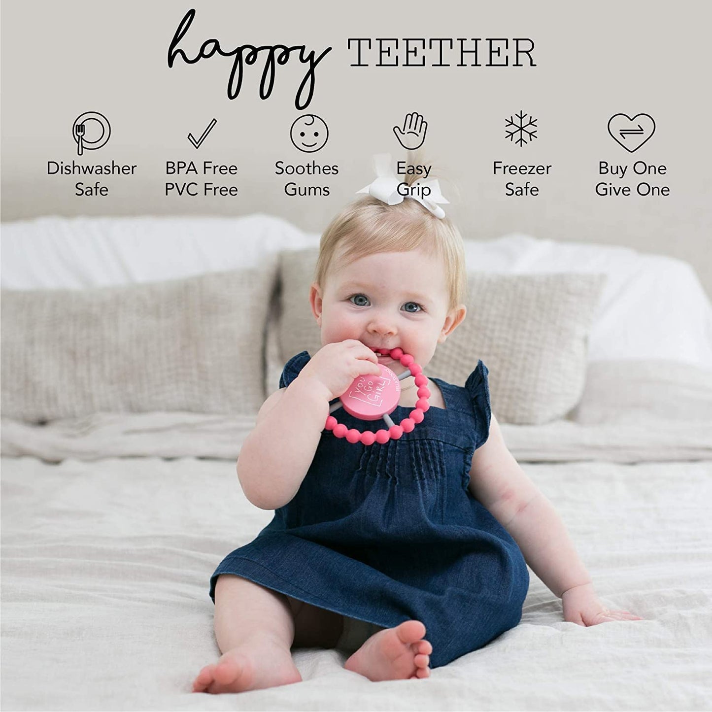 Bella Tunno Happy Teether – Soft & Easy Grip Baby Teether Toy, Silicone Teether Ring To Help Soothe Gums, Non-Toxic And Bpa Free, Bite Me