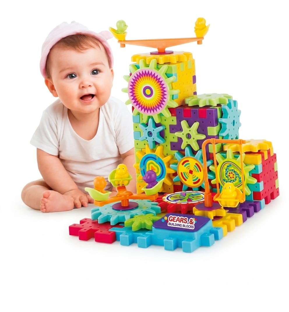 Gears & Building Blocks Toy Set for Kids, 81 Pieces